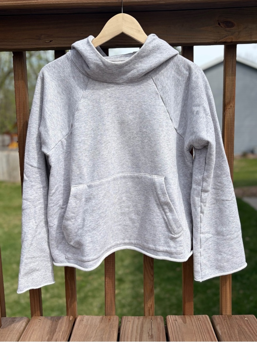 Athleta Light Gray Cowl Neck Pullover Sweater